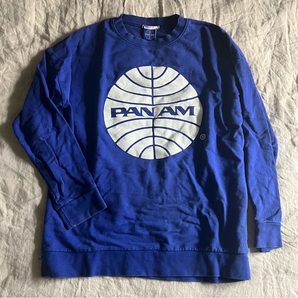 Zara Tops Zara Basics Panam Blue Crewneck Sweatshirt Poshmark
